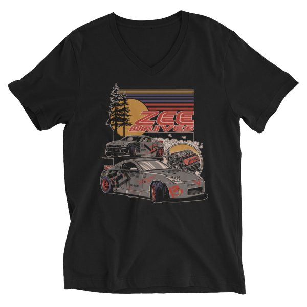 Unisex 350z sketch V-Neck T-Shirt - Image 2