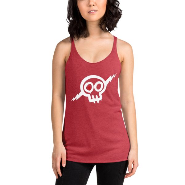 Women's White Skull Racerback Tank - Image 6