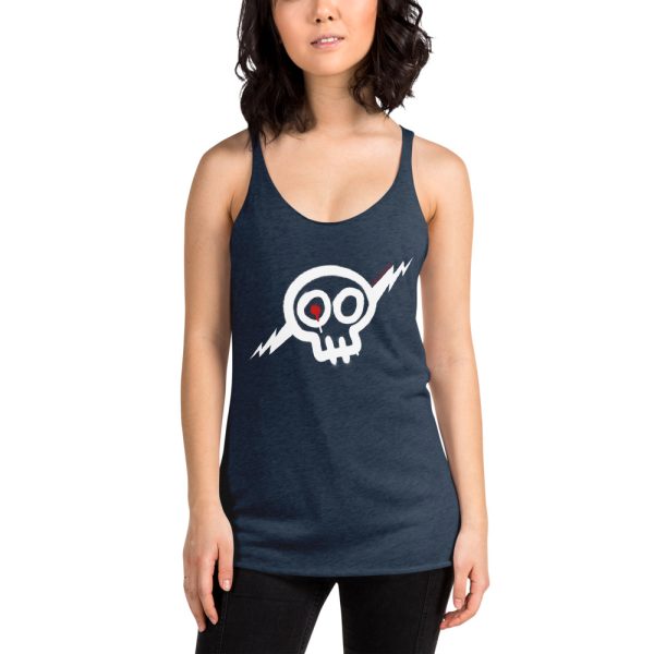 Women's White Skull Racerback Tank - Image 3