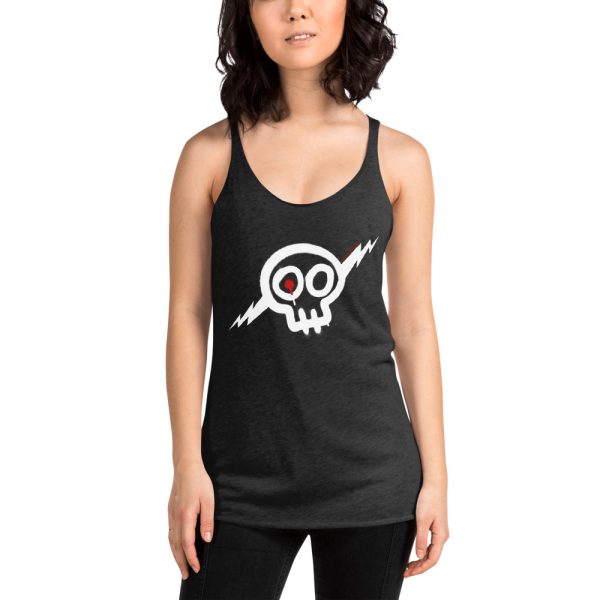 Women's White Skull Racerback Tank - Image 2