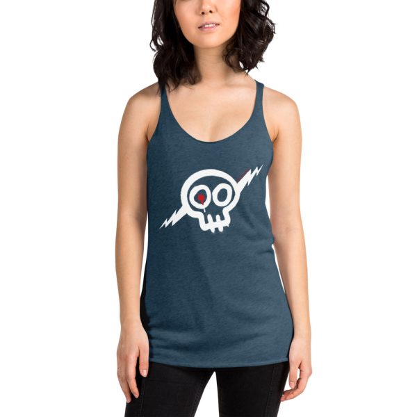 Women's White Skull Racerback Tank - Image 4